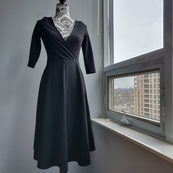 The Vanity Room Little Black Dress Wrap Style Long - Picture 3 of 8